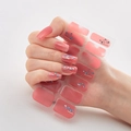 Pink gradient nail stickers with blue and gold geometric patterns style DQ3-018 - Pink Gradient Blue Gold Geometric Style (DQ3-018)