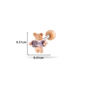 Rose gold bear cartilage stud with purple zircon and screw back closure, 0.51cm height - Mouse Holding Gem Style (5#) / Rose Gold