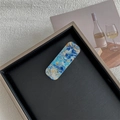 Artistic rectangular hair clip with blue and gold marble texture on a luxury tray - Map Light Blue Solid Rectangular