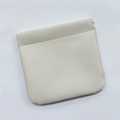 Mini cream-colored faux leather makeup bag with automatic magnetic closure for lipstick - Large White