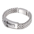 Mens hip hop wheat chain bracelet in 316L stainless steel with crucifix cross relief - Cross Relief Style (KB79610-BD)