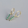 Orecchini a cerchio in argento S925 dorato con tre ciondoli in zircone verde smeraldo - Argento 925 / Placcato Oro - Zircone Verde