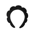 Thickened black twisted headband with wavy petal edge design in soft towel fabric - Velvet Headband / Black