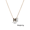 Titanium steel H-letter pendant necklace in rose gold finish with black enamel inlay - 8803 Rose Gold Black
