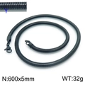 Black plated 5mm stainless steel snake chain necklace for women with lobster clasp - Black (KN203806-Z)