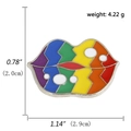 Rainbow enamel lip brooch dimensions showing 2.9cm width and 2.0cm height with 4.22g weight - Rainbow Lips Style (A00280)