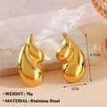 Orecchini a goccia in acciaio inossidabile dorato su base in pietra, altezza 3,5 cm - Forma a Goccia Grande (Orecchini d'Oro 822)