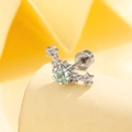 Silver star titanium steel cartilage earring with sea blue zircon and screw back - Light Sea Blue