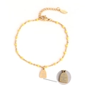 Golden Halloween bracelet featuring yellow beads and a cross engraved tombstone charm - Tombstone - Yellow Beads (XN189-2)