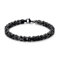 Black Byzantine style stainless steel chain bracelet with durable lobster clasp - Black (5mm) / 16cm