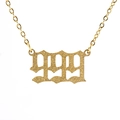 Gold stainless steel necklace with frosted glitter number 999 pendant on O-chain - Number 999