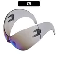 Futuristische Y2K Oversize-Sonnenbrille mit lila-blauem Verlaufsglas und Wrap-Design - Blaufilm