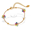 Colorful handmade crystal flower bracelet in gold-plated stainless steel for women - 15cm+5cm / Gold/Colorful Stone (Bracelet)