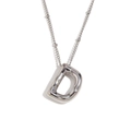 Polished silver balloon style letter D pendant necklace on a delicate bead chain - Steel-Letter D