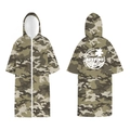 Quick-dry jungle camo surf poncho with a full zipper and retro back print design - One Size / Zipper Style - Camouflage