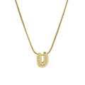18k gold-plated letter U pendant necklace with pavé cubic zirconia on snake chain - Necklace U / Gold