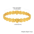 Detail showing dimensions of gold floral hollow heart bracelet with 17cm inner perimeter - Flower Hollow Style (B-691G) / Gold