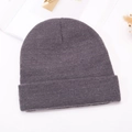 Dark purple knitted beanie for women featuring premium satin lining and ribbed texture - Dark Gray
