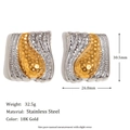 Two-tone 18K gold plated stainless steel chunky bean stud earrings in gold and silver - Two-Tone Metal Bean Stud Earrings