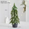 Mini frosted Christmas tree with black base, 34cm height tabletop festive decoration - Inverted Pointy Tree 34cm