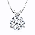 Classic silver three-prong moissanite pendant necklace with a round brilliant cut stone - 9mm / White