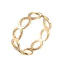 Detailed view of the gold hollow oval link ring with a geometric minimalist design - Gold Hollow Round