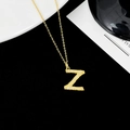 S925 silver necklace with a gold Z-letter pendant featuring sparkling zircon accents - Letter Z