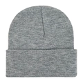 Classic grey knitted beanie hat with a warm ribbed texture and elastic acrylic fabric - One Size / Gray