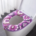 Gepolsterter violetter Blumen-Toilettensitzbezug mit dickem Plüsch und Reißverschluss - Klettverschluss-Stil / Juwelenlila