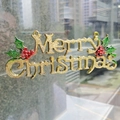 Decorazione appesa Merry Christmas glitter d'oro con agrifoglio verde e bacche rosse - PS-019 Lettera 3D 25CM Merry Christmas