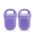 Purple silicone face massage tool set with dual-texture brush heads for skincare routine - Ring Handle Style - Purple