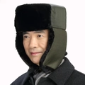 Gorro de aviador verde militar para hombre con forro de piel sintética negra y orejeras - Talla única / Tela Verde Militar Piel Negra