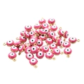 Ciondolo malocchio rosa smaltato con bordo dorato per orecchini e bracciali fai-da-te - 9*6mm / 0.31g / Bordo Rosa-Oro