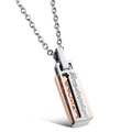 Polished stainless steel pendant necklace in silver and rose gold finish with zircon stone - Rose Gold (Female Pendant No Chain)