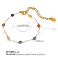 Artistic beaded bracelet with colorful natural stones and golden stainless steel chain - SL85 Colored Stone Gold Bracelet