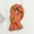 Sciarpa invernale arancione per bambini con motivi astratti verdi e marroni e frange - Rosso Arancio