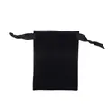 Detail of black velvet drawstring pouch with satin ribbons for jewelry storage - 8*10cm / Black