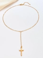 Chique vergulde Y-vormige halsketting met een slanke geometrische kruis hanger voor dames - Goud (S483)