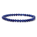 Minimalist 4mm natural deep blue stone beaded elastic bracelet with lapis lazuli texture - Lapis Lazuli with White Stone
