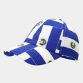 Close-up of El Salvador flag emblem and blue striped pattern on the kids baseball cap - República de El Salvador Print Style (13#)