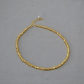 Minimalist gold plated brass necklace with irregular faceted beads and pearl detail - Antique Gold