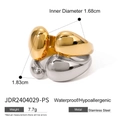 Two-tone double layer irregular drop ring in polished 18k gold and silver stainless steel - Gold & Silver Two-Tone Style (JDR2404029-PS)