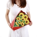 3D sunflower bouquet card in red paper wrapping held by hands for Mother's Day gift - Sunflower