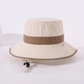 Cappello da sole beige per bambini a tesa larga con cordino regolabile - 52cm (Taglia Unica) / Bianco Sporco