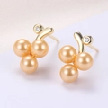 Creative S925 silver grape cherry stud earrings with champagne pearls and gold finish - 925 Silver / Gold Grape Pearl Earrings