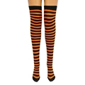 Over-the-knee socks featuring vibrant orange and black stripes for festive party wear - Orange and Black Striped Style (Style 5)