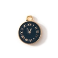 Ciondolo a forma di orologio fai-da-te con numeri romani e finitura nero-oro - Placcato Oro Nero (Doppia Faccia)