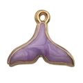 Purple enamel whale tail pendant with gold alloy frame for DIY jewelry making - Purple Mermaid Tail