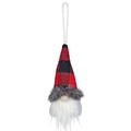 Pendaglio gnomo di Natale con cappello a scacchi rossi e neri e folta barba bianca - Cappello a Quadri Rosso e Nero (Stile A)