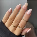 Pink daisy press-on nails in long square shape with elegant floral design and soft finish - Pink Daisy Style (JP2571)